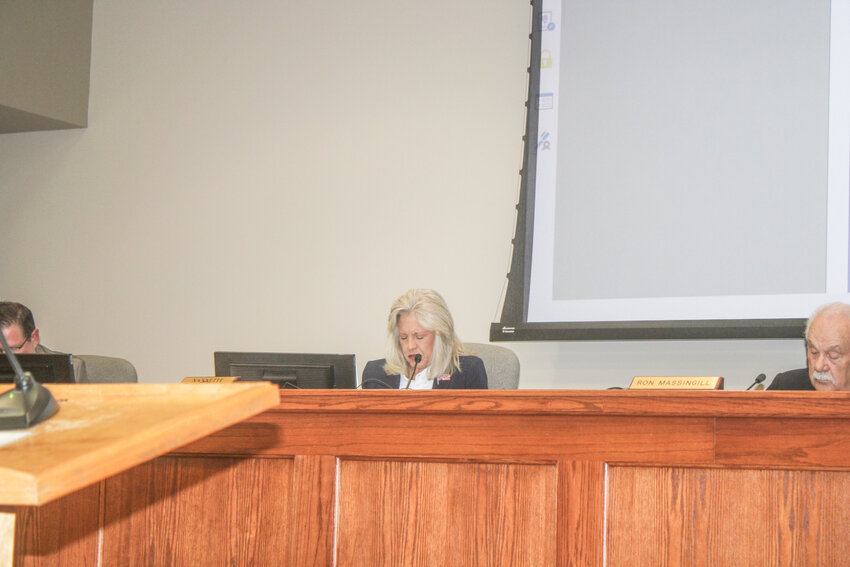 During a Hood County Commissioners Court meeting July 23, Precinct 2 Commissioner Nannette Samuelson discusses research findings from Dr. Mariana Alves-Pereira, a notable researcher who has dedicated more than 30 years to studying infrasound and low-frequency noise and acoustical pollution.