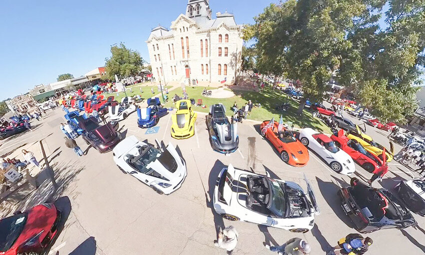 Corvettes at the annual Vettes on the Square Car Show. This year members of the Brazos River Corvette Club chose Mission Granbury as the charity to receive funds from the popular event.