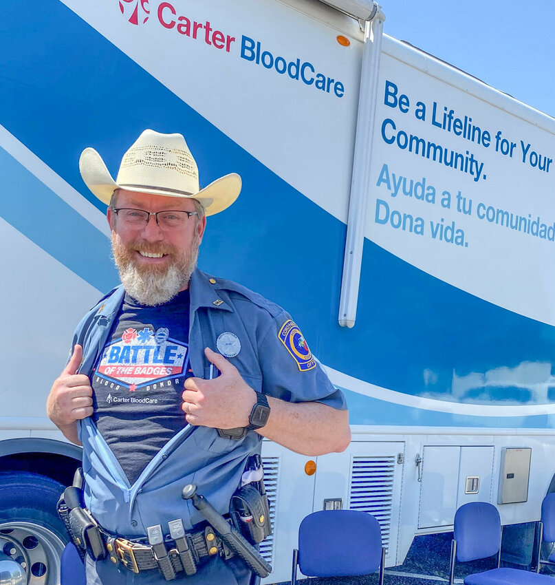 Scott London, chief deputy for Precinct 4 Hood County Constable, shows off his enthusiasm for the Battle of the Badges during last year’s event.