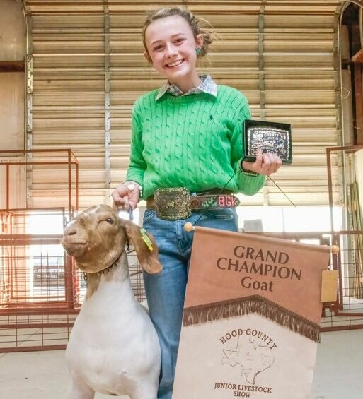 Goats Grand Champion, Braylee Kirkpatrick from the Tolar FFA