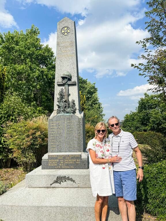 In July, Carol and Maurice Walton visited Chateauneuf-d'lll-et-Vilaine, France while retracing the steps of Carol's father, Sam Hastings, Jr., during World War II.