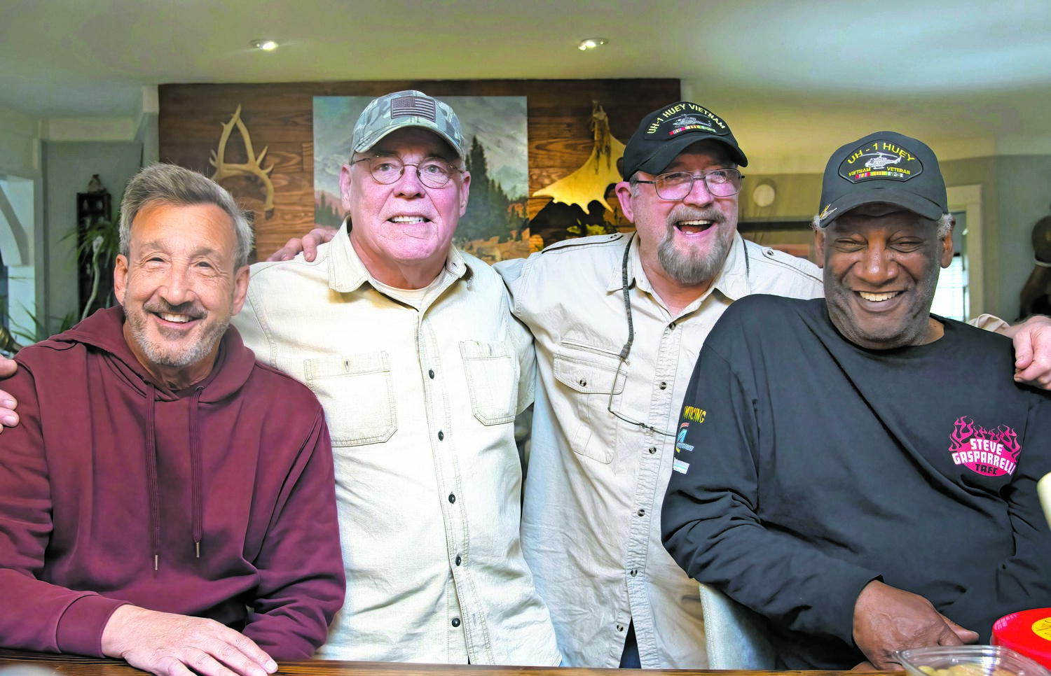BROTHERS OF WAR: Ted Grossman, Randy Hankins, Mike and Joe Leonard met while in the military, and their camaraderie is still evident in their friendship decades later. 