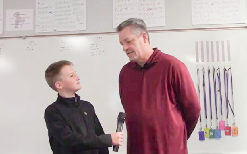 Landon Smith interviews Mr. Longbine about his service in the military for Veteran's Day.