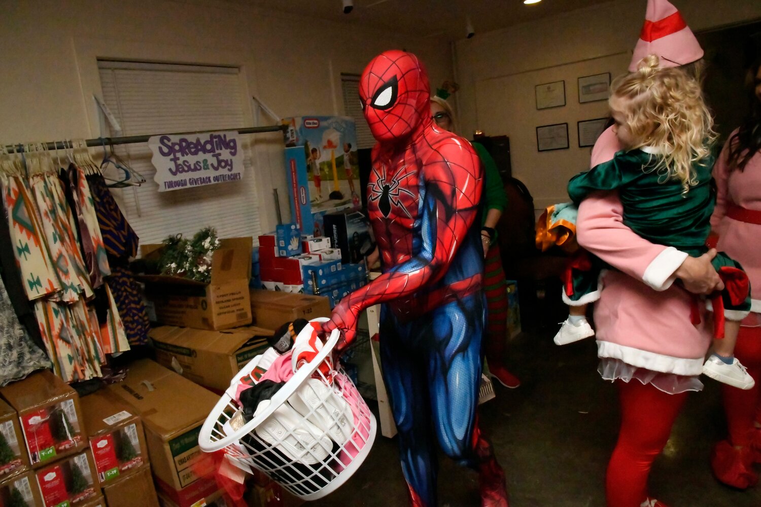 Spiderman gets to work at Operation Joy.