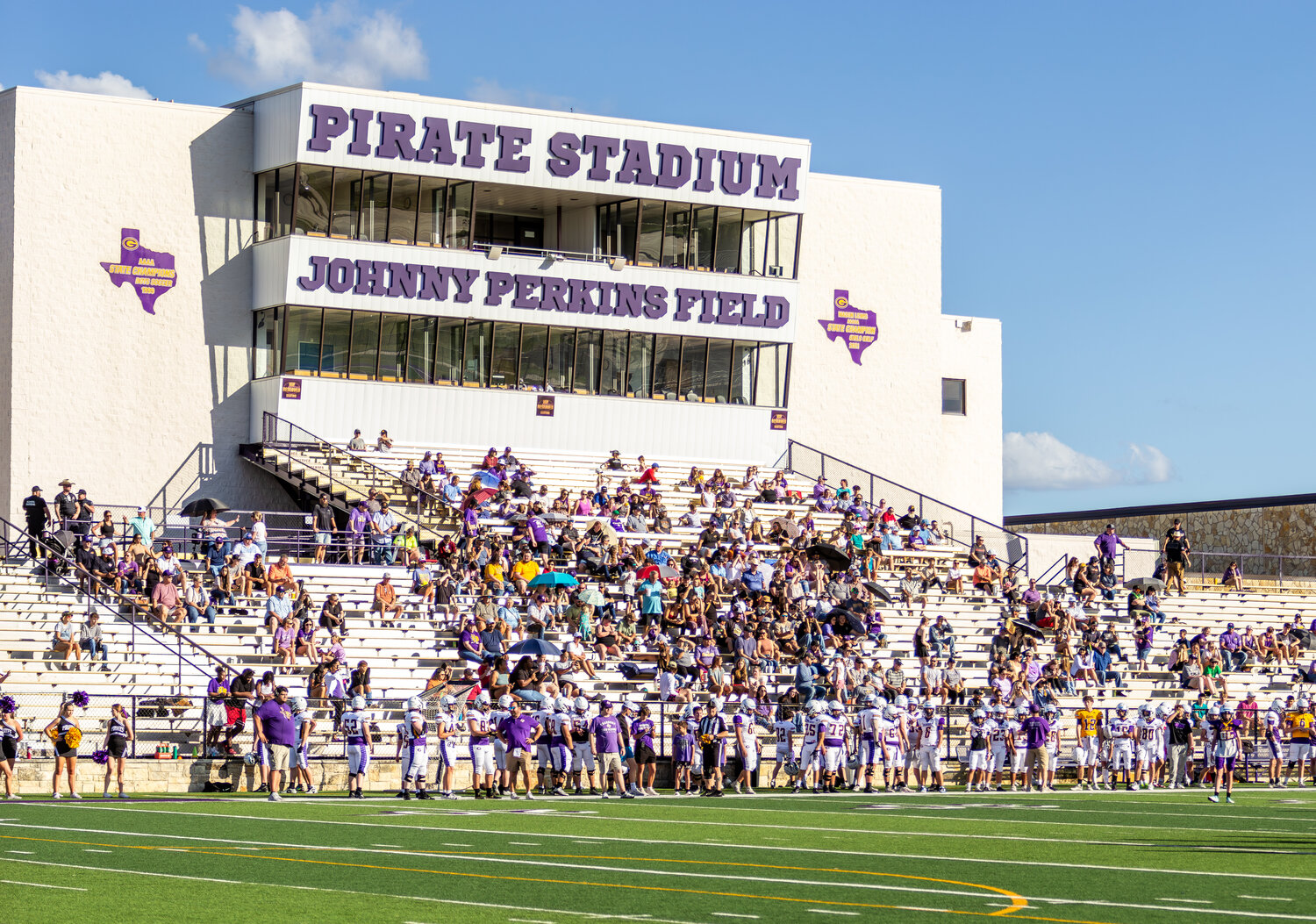The crowd watches the Granbury spring football game.
