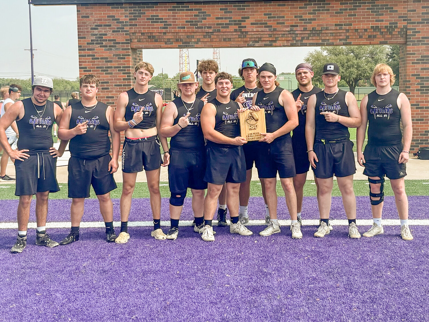 Tolar athletes participating in the State Lineman Challenge Saturday, June 22 at Hardin-Simmons University in Abilene are (from left) Bryce Towns, J.W. Rickabaugh, Hunter Michels, Lane Kutej, Cayden Abrego, Sam Stewart, Drew Cooper, Zane Graham, Peyton Brown, Toby Combs and Cash Clark.