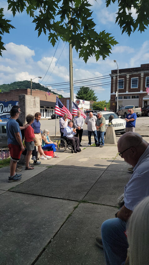 Community members gathered on the court square in downtown Gainesboro Thursday for a day of prayer. State Rep. Micheal Hale was on hand and community members offered special prayers for the elected official who has been battling health issues this year.