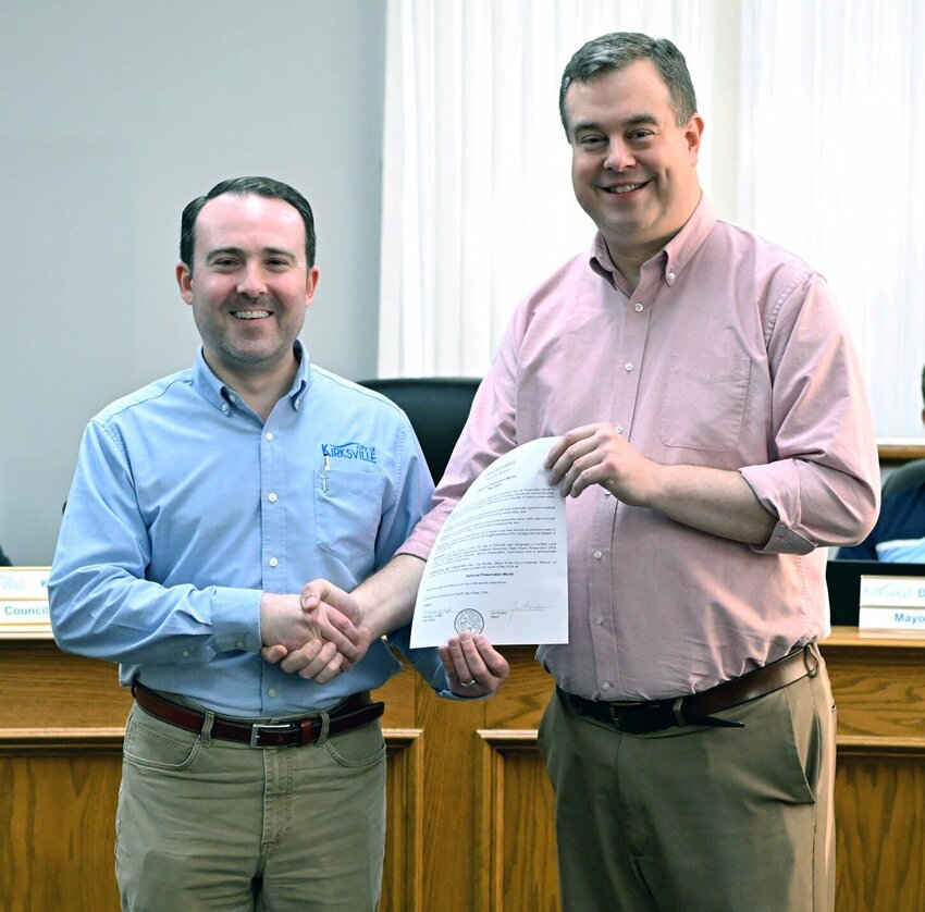 Community and Economic Development Director Ashley Young and Kirksville Mayor Zac Burden. 