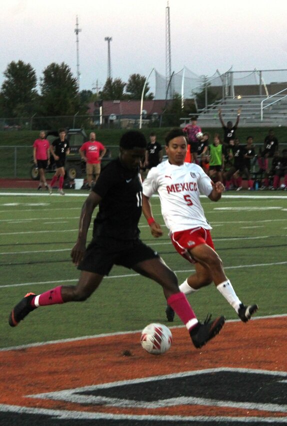 Junior midfielder Tresor Kabuya scores his second goal of the night.