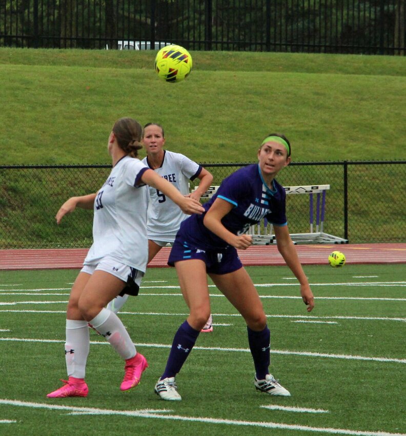 Senior defender Olivia Bryner makes a play for the ball in Sunday's 2-1 loss to McKendree.