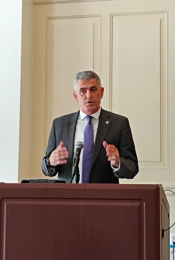 Mike Worley formally introduces himself to the media and community as the 14th head basketball coach of Truman State University. His meet-and-greet was a succinct message about his enthusiasm for the direction of the program, held in the Alumni Room in the Student Union Building.