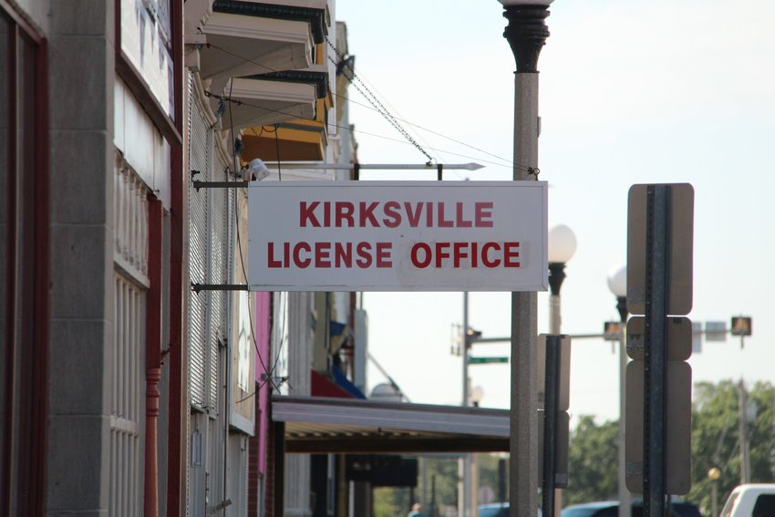 The Kirksville License Office sign.