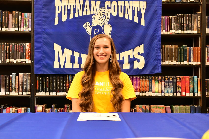 Putnam County's Claire Tipton signed her NLI with the Indian Hills Community College softball team on Thursday, Dec. 16.