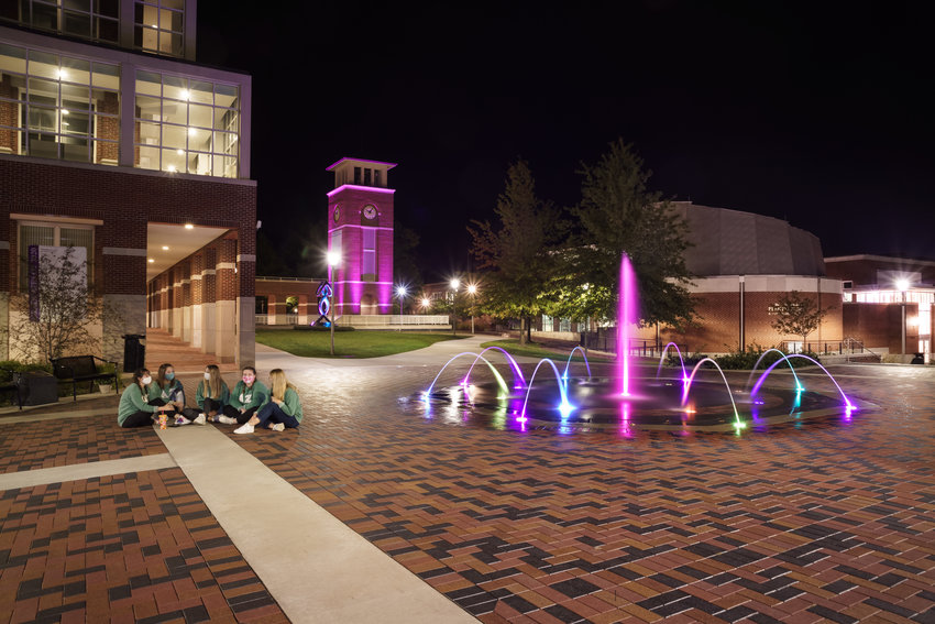 Truman State University's campus at night.