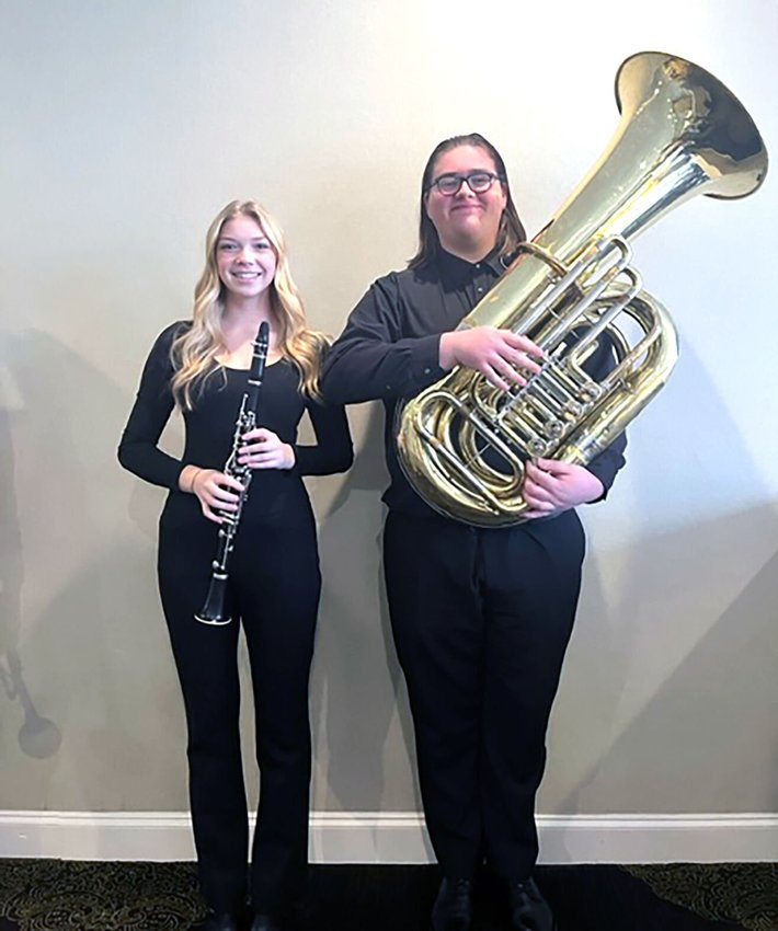 Kirksville High School students Esme AuBuchon and Isaiah Korte performed with the Missouri All-State Band at the Missouri Music Educators State Conference&nbsp;in January.&nbsp;