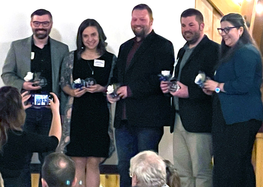 Matt Kennedy, Valorie Bolle, Brett Winder, Jason Underwood and Elizabeth Anderson were the announced winners&nbsp;of the Kirksville Young Professionals' &quot;Five Under 40&quot; awards that were presented at the chamber's annual banquet held on Thursday, March 2 at the White Oaks Barn.&nbsp;