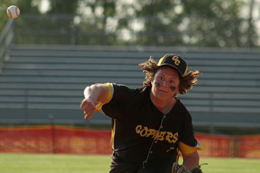 Green City sophomore Jaden O'Haver delivers a pitch in the sectional game against North Shelby on May 22.&nbsp;
