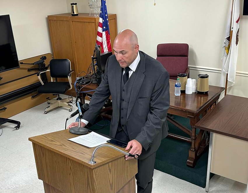 Lead Trial Attorney Josh Jones of the Adams County State's attorney's office explains why a plea deal was accepted in the Natasha McBride case during a press conference Thursday, Aug. 10, in the Adams County Courthouse in Quincy, Ill..