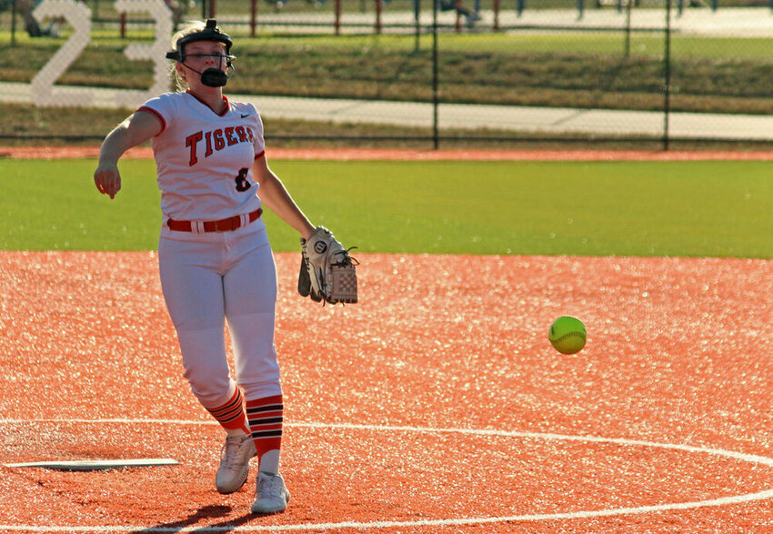 Kirksville senior Brianna Elsea delivers a pitch in the game against Battle on Oct. 5.&nbsp;