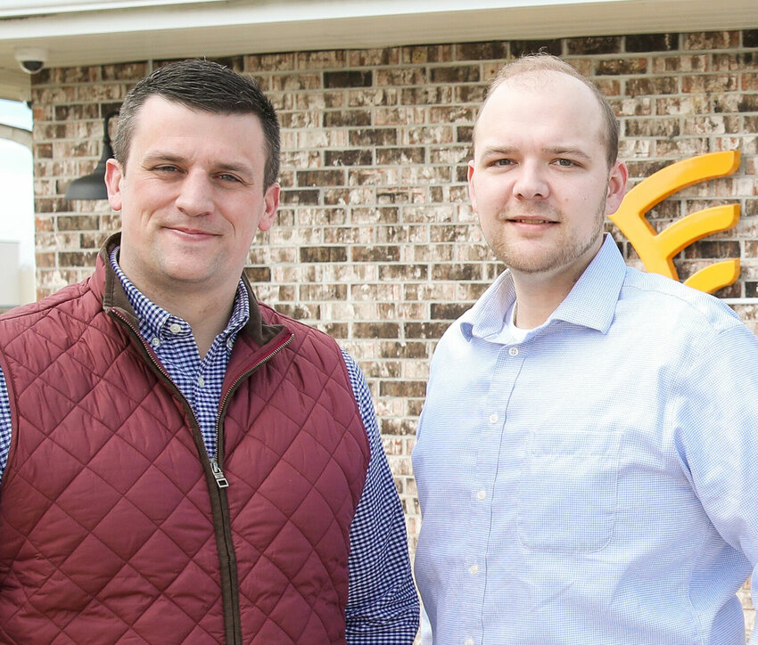 Pictured from left to right are Brawner Insurance owner Jared Brawner and Sales Advisor Jake Bunker.