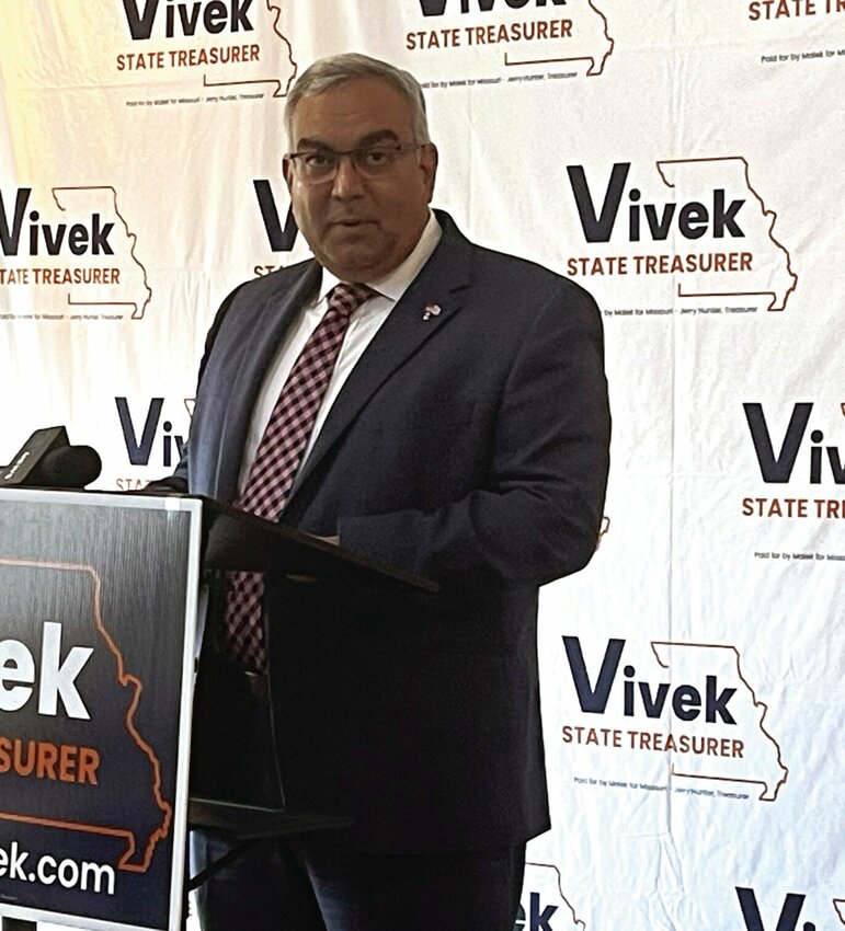 Missouri Treasurer Vivek Malek came to Kirksville on Thursday, March 28, to announce his campaign for a full four-year term.