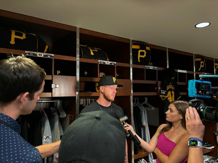 Pirates starter Bailey Falter addresses the media postgame following Pittsburgh's 4—2 loss to St. Louis at Busch Stadium on Wednesday, June 12, 2024