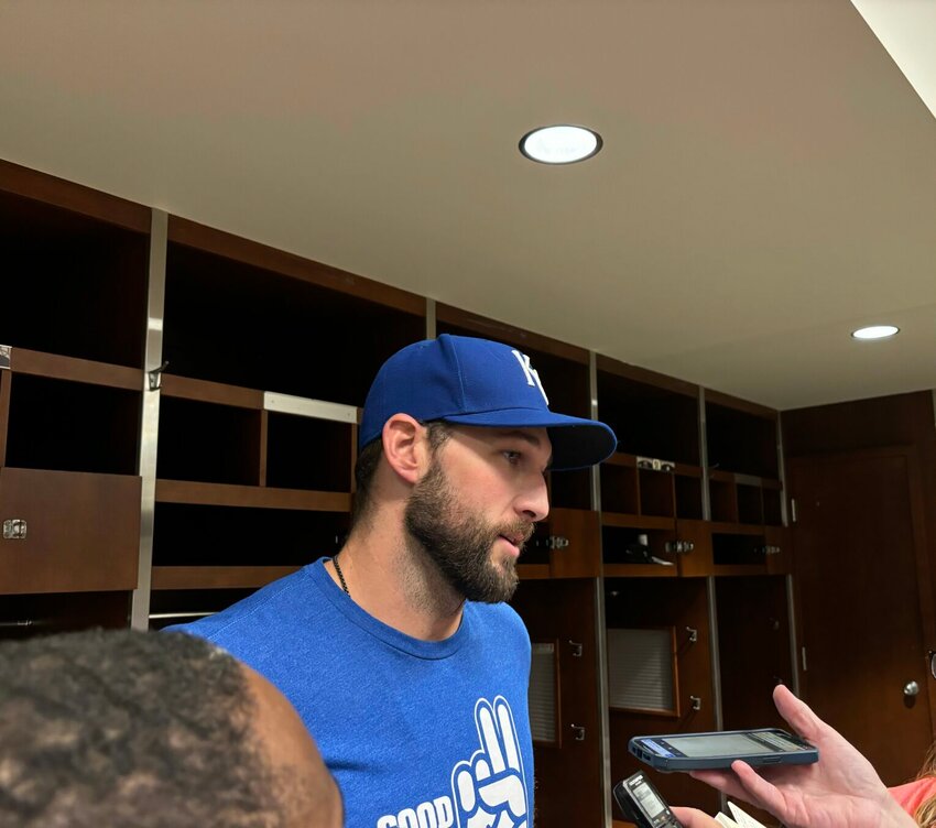 Kansas City Royals starter Michael Wacha addresses the media postgame after the Royals beat the Cardinals 8-5 on Wednesday, July 10, 2024 at Busch Stadium.