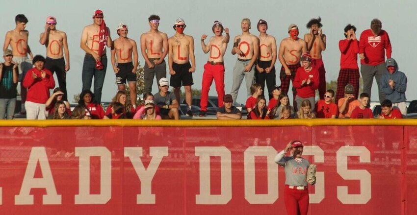 La Plata fans cheer on the Bulldogs in the district championship against Canton on Oct. 17, 2023. Photo from last season.&nbsp;