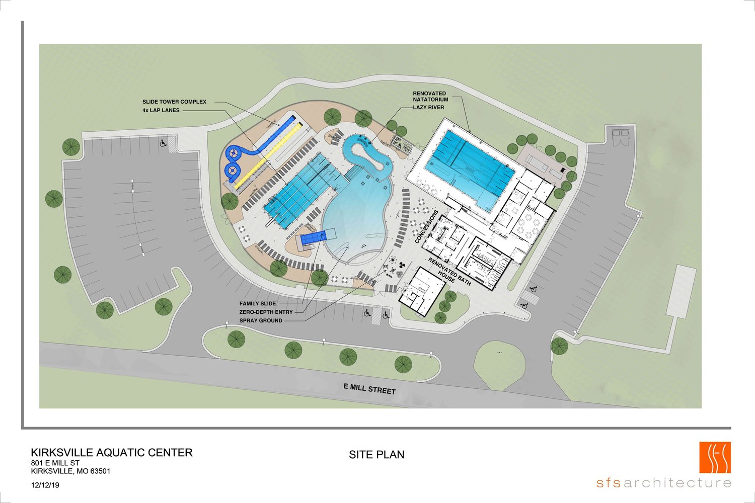 A rendering of the new aquatic center.