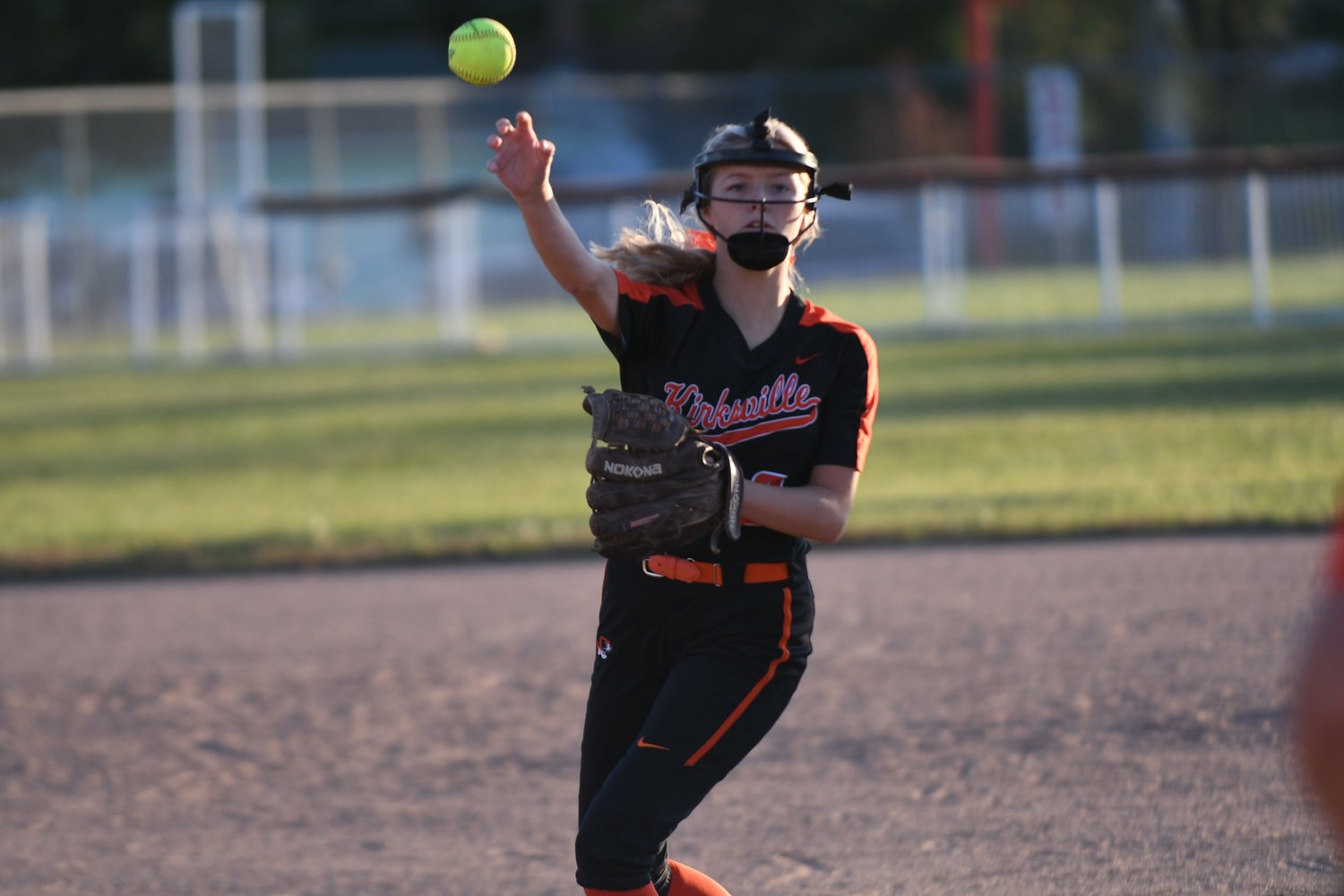 Kirksville second baseman Kenslie Stufflebean fields and throws for an out Thursday in a district semifinal game against Savannah.