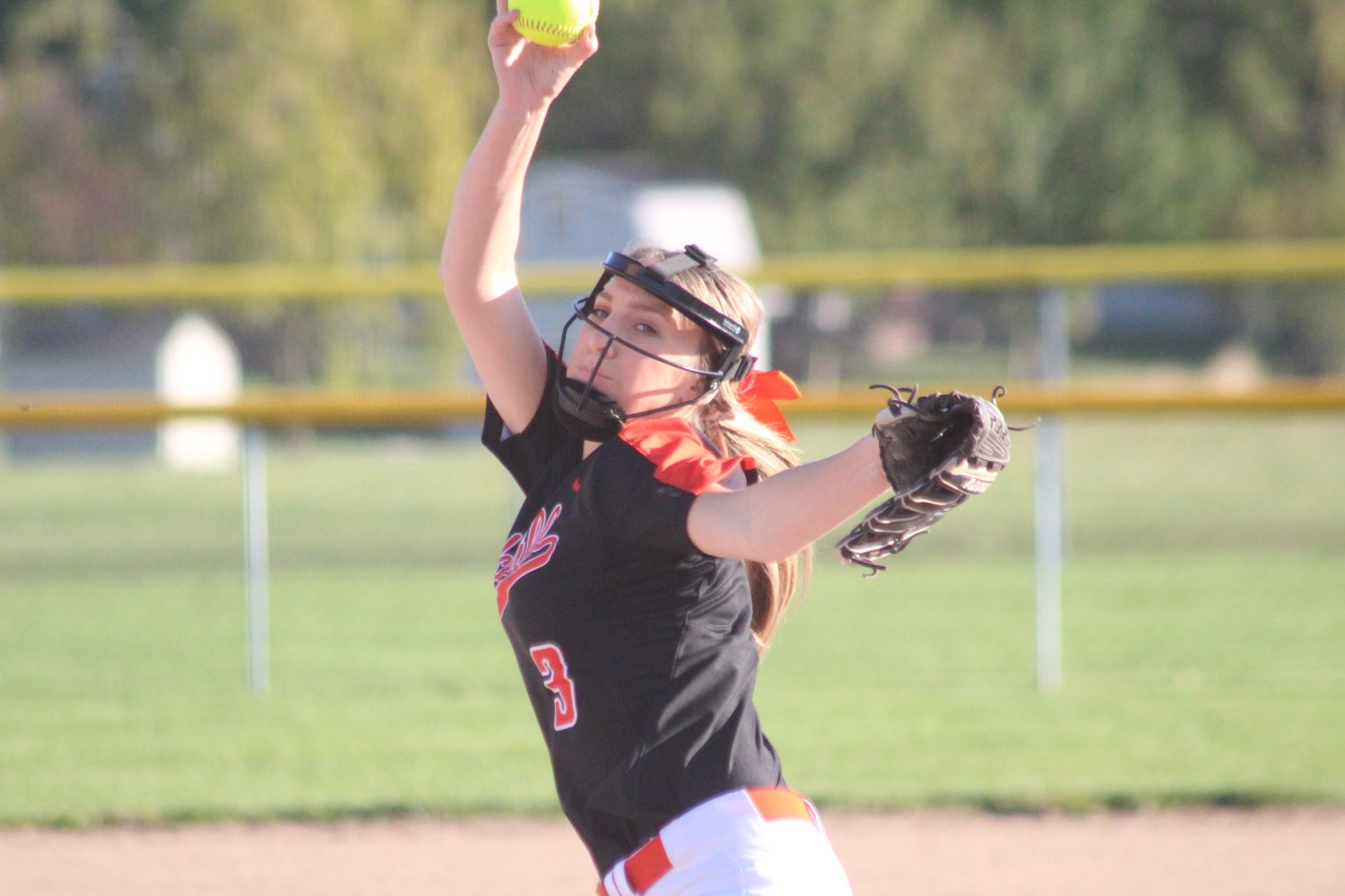 Kirksville senior pitcher Audrey Danielson delivers the ball during the first inning of Tuesday's game against Hannibal.