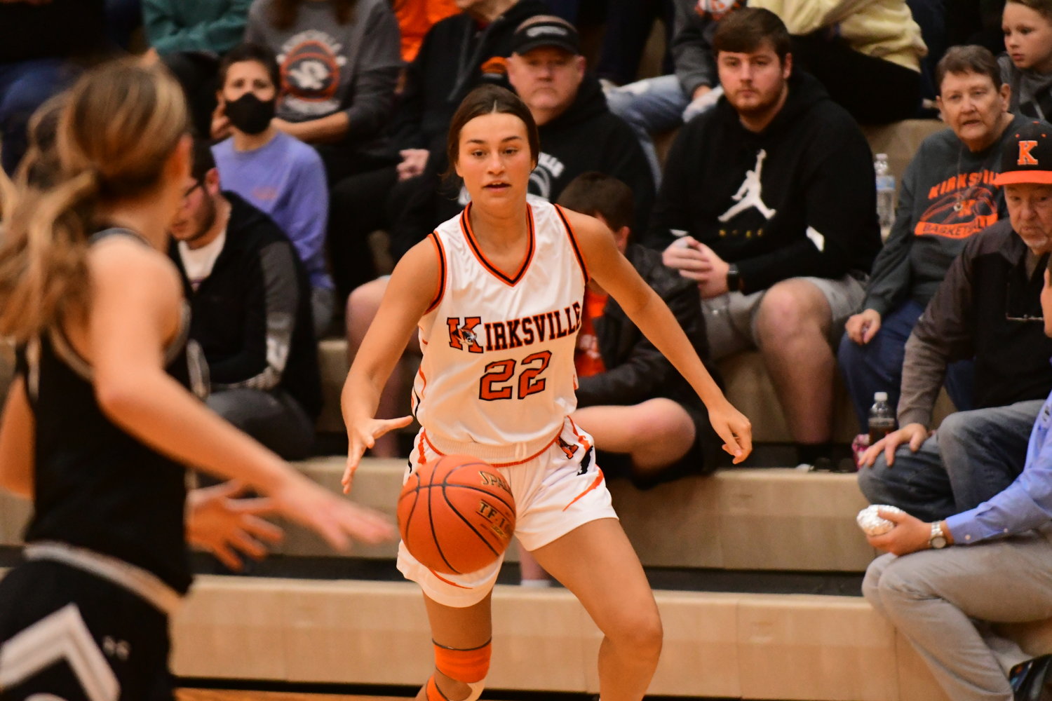 Kirksville's Jenna Jackson competes during Thursday's home game against Centralia.