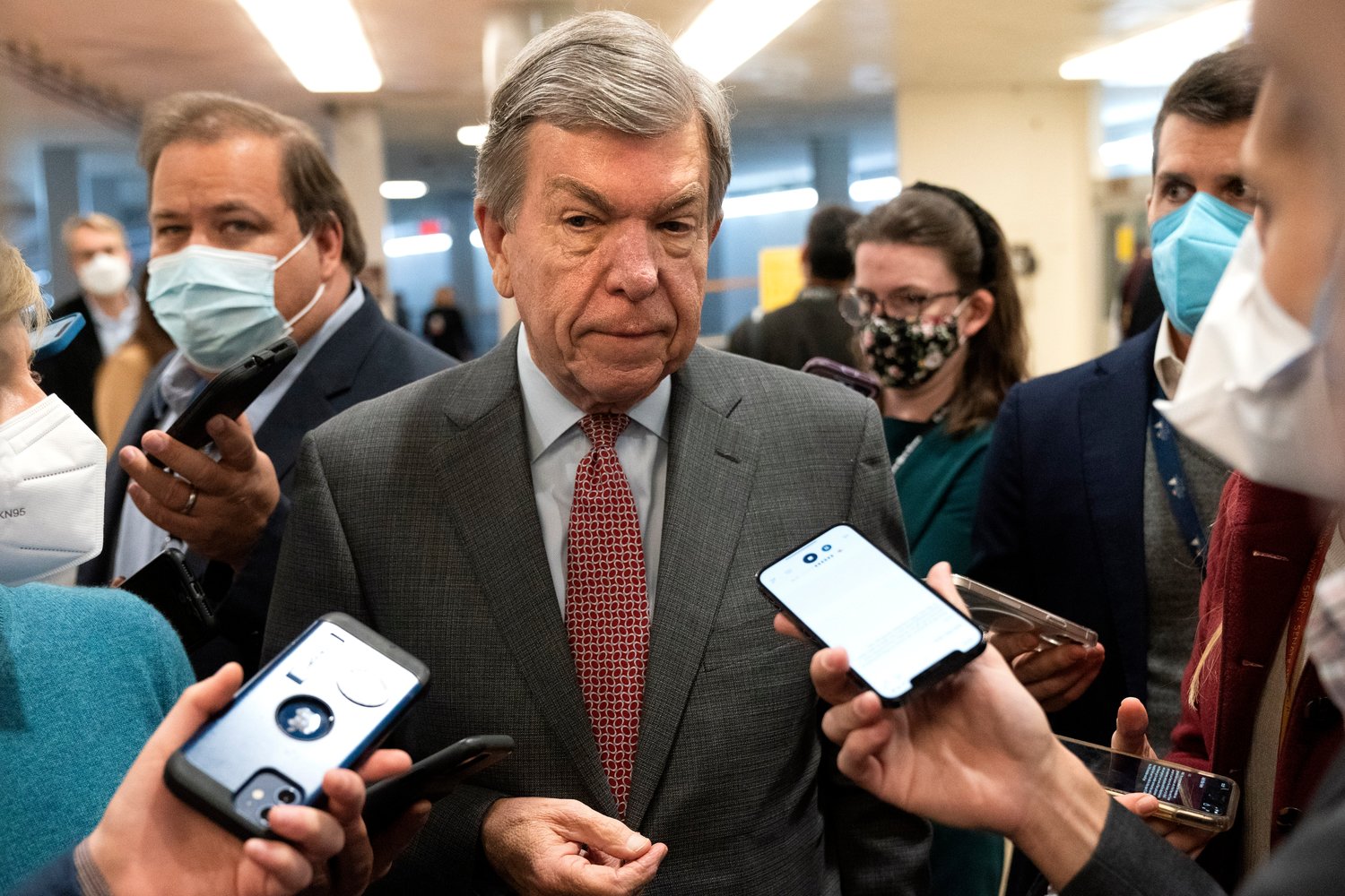 Sen. Roy Blunt, R-Mo., speaks with reporters, Thursday, Dec. 2, 2021, on Capitol Hill in Washington. (AP Photo/Jacquelyn Martin)
