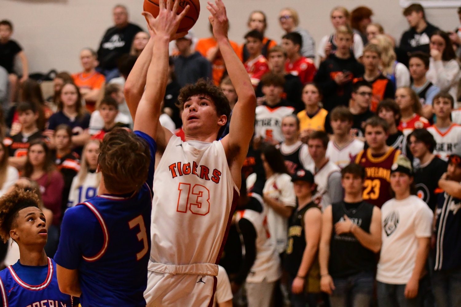 Kirksville junior Keaton Anderson puts up a shot Friday night against Moberly.