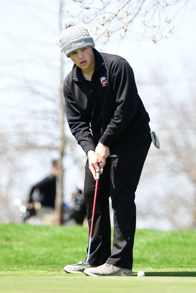 Kirksville's Sam Wilson puts during a round at the Kirksville Country Club.
