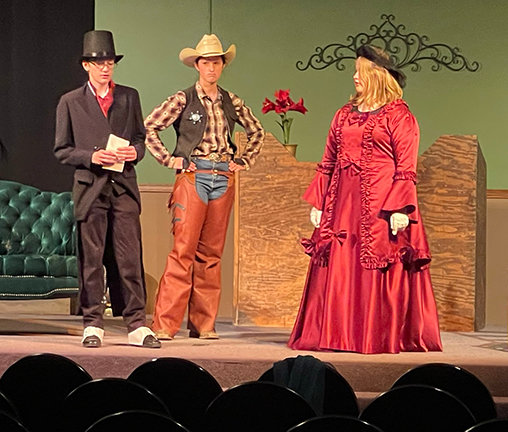Actors rehearse for the local production of "Trouble in Tumbleweed", that will be performed on Friday night and Saturday afternoon.