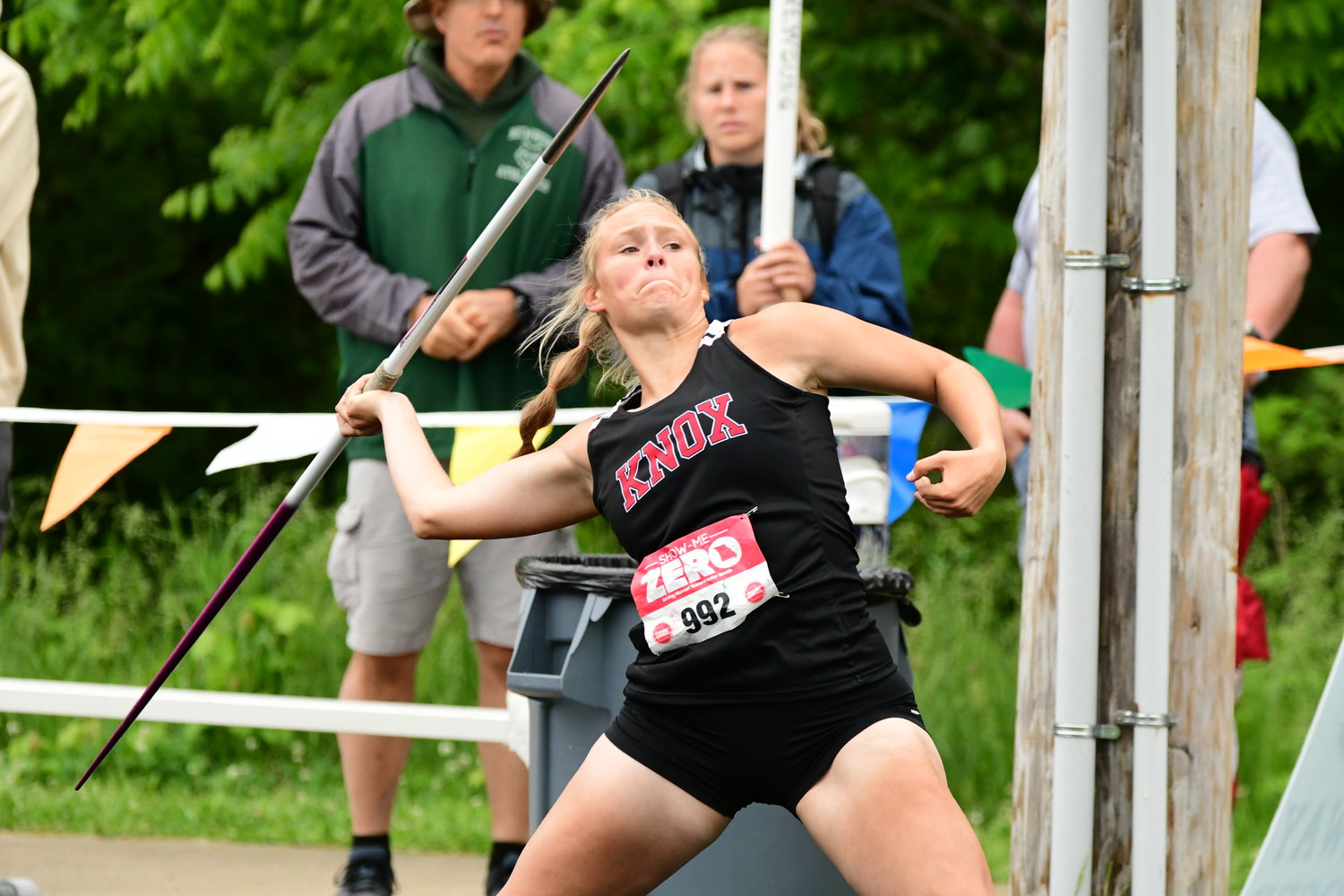 Knox County's Jen Hinkle competes in the Class 1 girls javelin.
