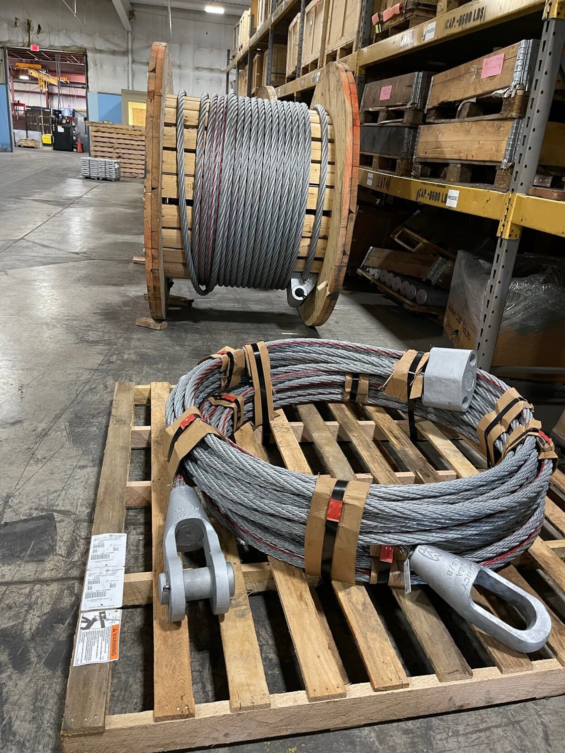 Finished wire rope assemblies packaged and ready to ship