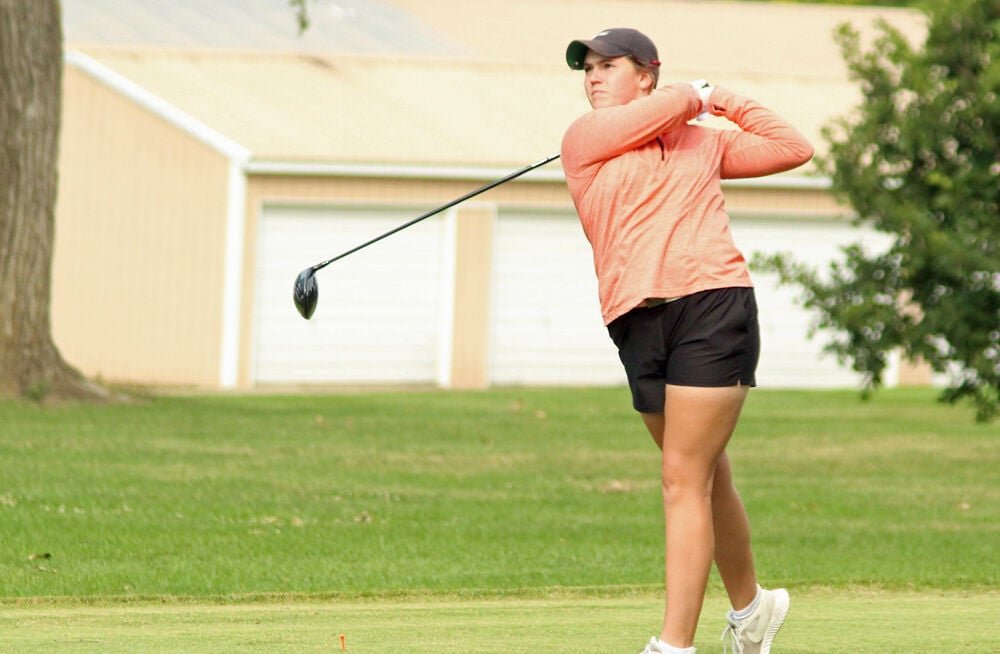 Kirksville sophomore Addison Davis holds the follow through after hitting a shot in the NCMC Tournament on Monday. 