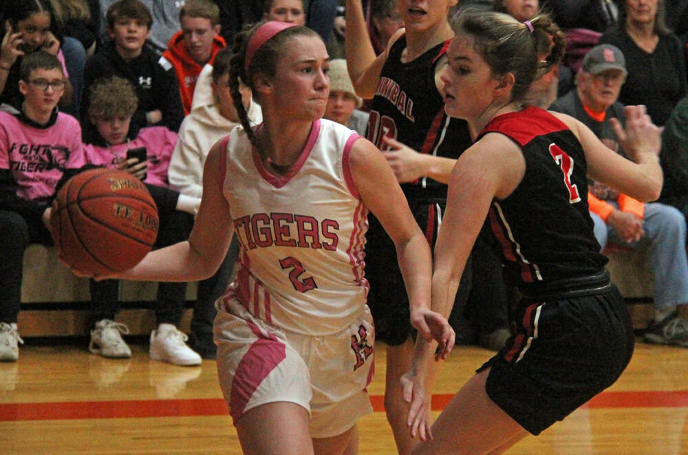 Kirksville sophomore Elli Porter winds up to throw a pass against Hannibal on Jan. 13.