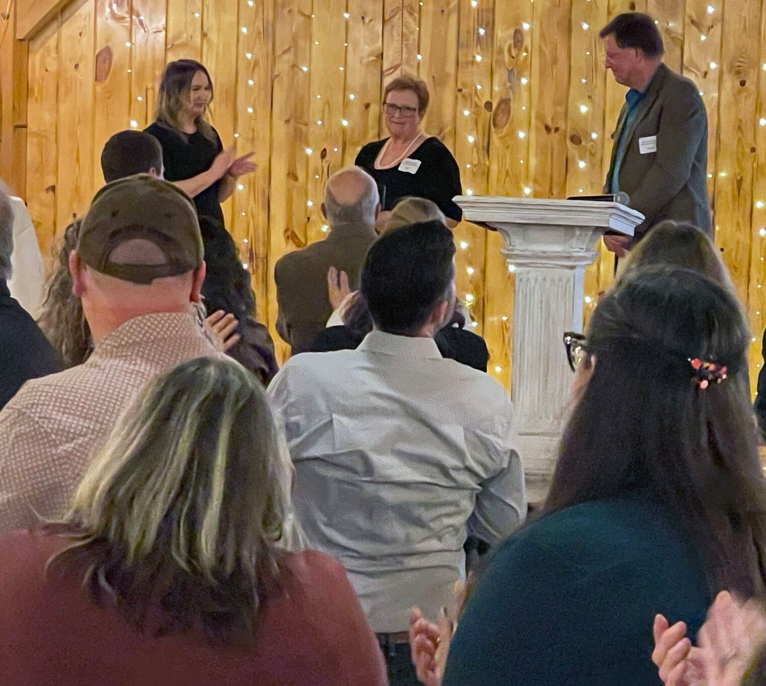 Former Kirksville Area Chamber of Commerce Director Sandra Williams, who retired in December, was recognized for her 16 years of service to the chamber at the annual chamber banquet held last Thursday at the White Oaks Barn.  
