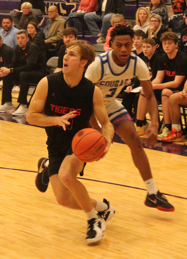 Kirksville senior Drew Chrisman looks to finish at the basket in the game against Lutheran St. Charles on March 6. 