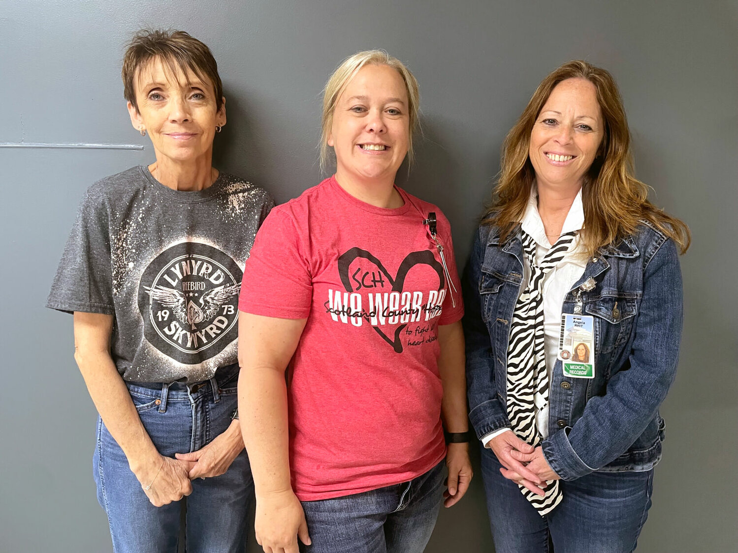 The Employee Experience Committee at Scotland County Hospital recognizes employees, annually, with service pins in five year increments. Angela Schmitter was recognized for 30 years of service, Jennifer McMinn for 25 years of service and Thelma Norton for 20 years of service. L-R: Thelma Norton, Jennifer McMinn and Angela Schmitter.
