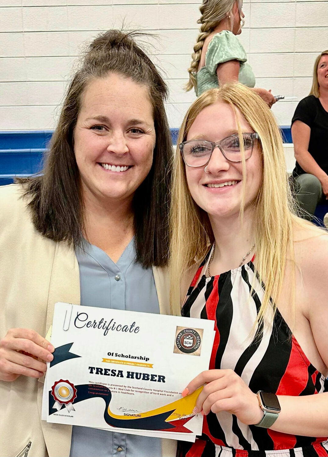 Scotland County Hospital Foundation presented a $1,000 scholarship to to Tresa Huber, a senior at SCR-1. She is planning to attend Culver-Stockton College in Canton this fall and major in Nursing.