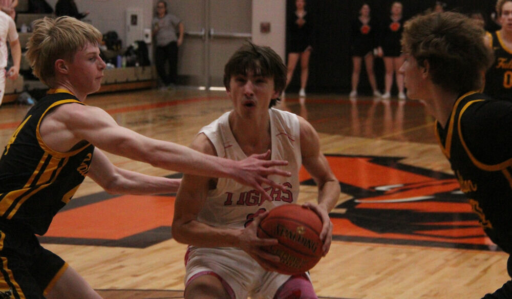 Kirksville senior Gavin Pike makes a move toward the basket in the game against Fulton on Feb. 9. 