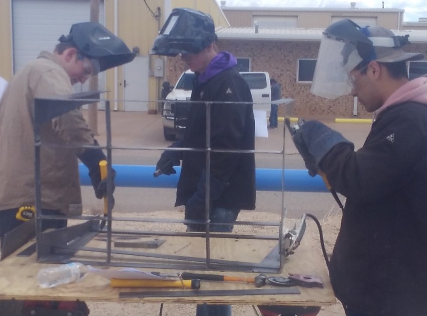 RPTS Welding Team from Benjamin, working together-Fabricating table.