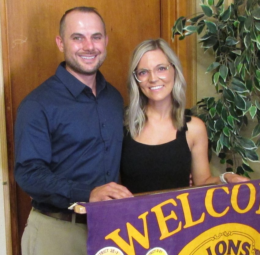 Justin Josselet and his wife Shelby at the Munday Lions Club.