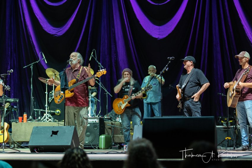 The Ozark Mountain Daredevils were hit with COVID ahead of the weekend gigs. Michael &ldquo;Supe&rdquo; Granda, of St. Louis, stepped in to fill the gaps. Pictured left to right are Supe, Greg Martin of the Kentucky Headhunters, Dave Painter and Jeremy Montgomery during the show&rsquo;s encore.
