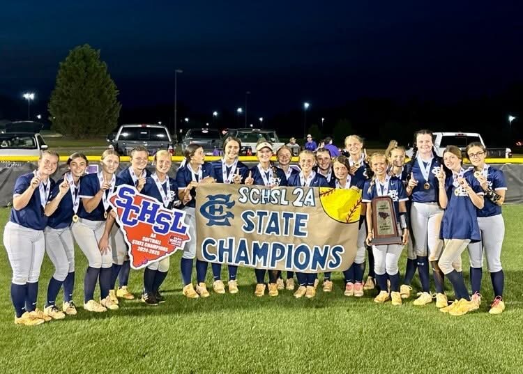 The East Clarendon High School Lady Wolverines celebrate their 5-3 victory over Saluda to win the SCHSL Class 2A Softball State Championship on Saturday, June 1. The win marks the program&rsquo;s first state title since 2017.