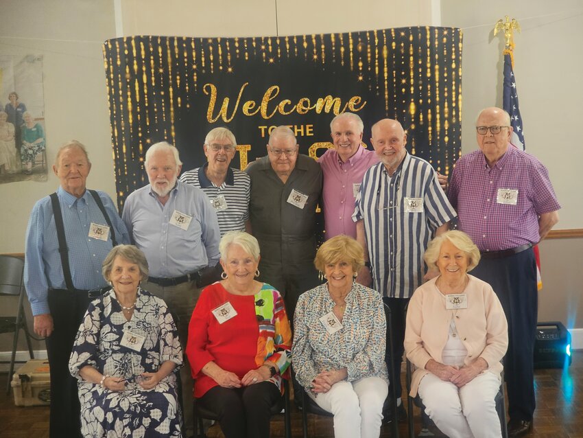 Members of the Manning High School Class of 1955 gathered for their 70th reunion on May 3, 2025, at the Santee Cooper Country Club. Pictured are, back row (left to right): Frank Drose, Sam Corbett, James Bagnal, Preston Geddings, F. Deleon Scott, Bill Wilson, and John Ridgill; front row (left to right): Cean Carter Norris, Sue Hancock Morris, Frances Bradham Smith, and June Bradham Shaw.